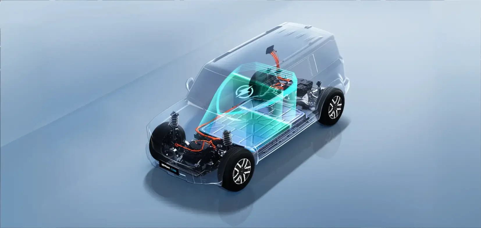 iCAUR 03T REEV chassis and drivetrain cutaway