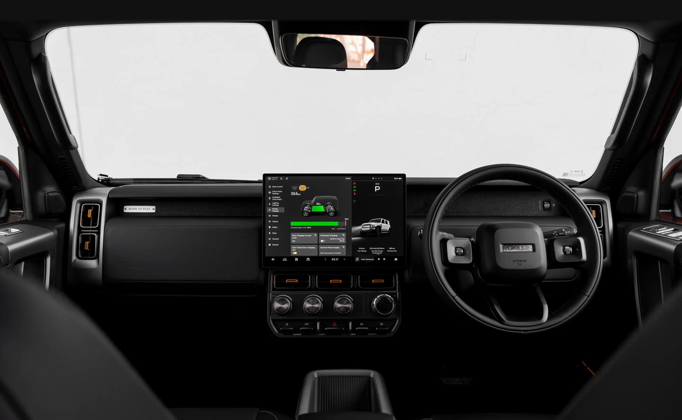 iCAUR V23 interior with interactive feature highlights