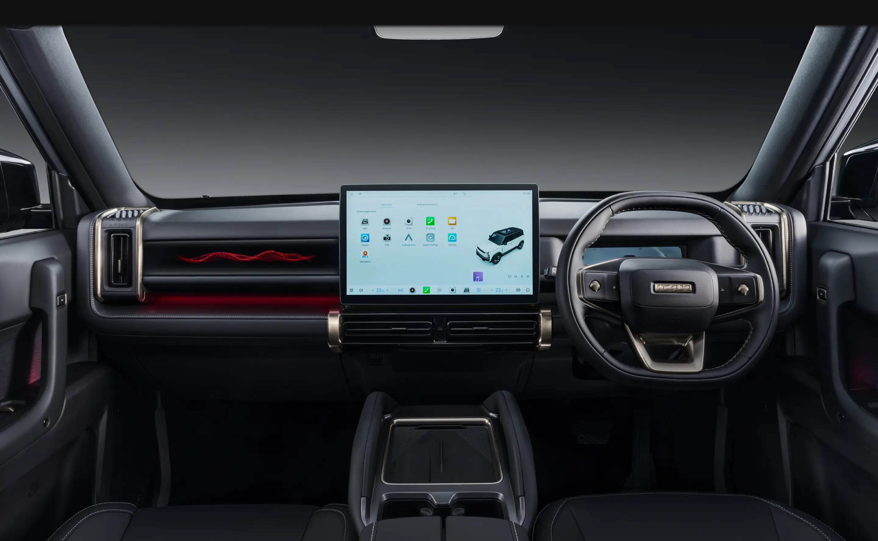 iCAUR 03T interior with interactive feature highlights