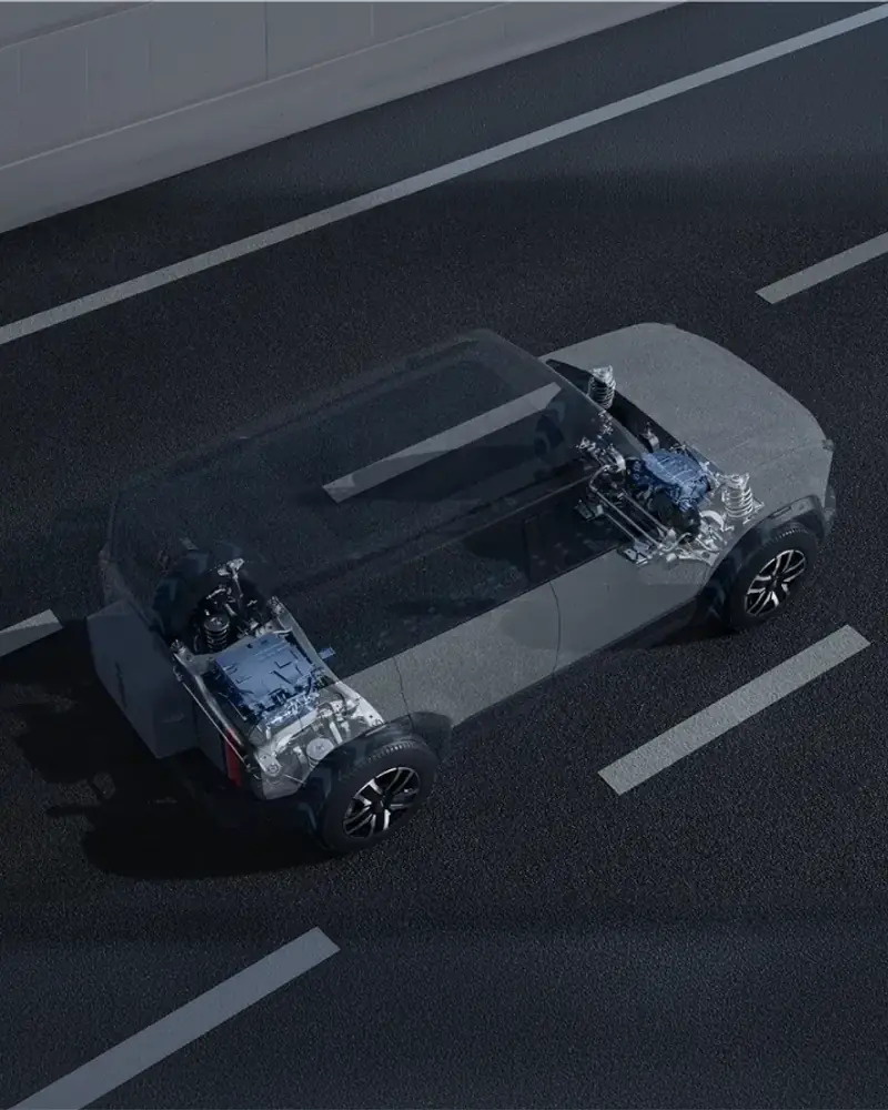 iCAUR 03T REEV drivetrain viewed from above